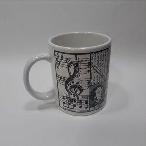Schubert Design Coffee Mug Classical Music Notes Piano Motif Handle Cup